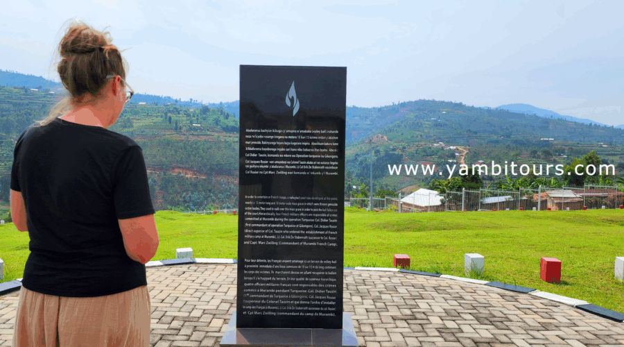 a tourist visiting murambi genocide memorial